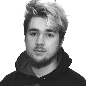 White Male, Blonde Brown Hair, Hoodie, Black and White Photo
